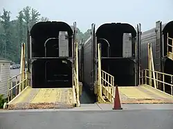Modern autoracks in use on Amtrak's Auto Train