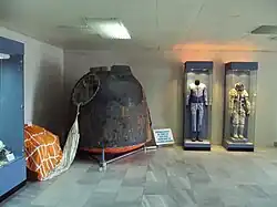 Soyuz 33 capsule with parachute, and Ivanov's spacesuits