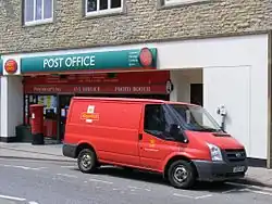 Royal Mail Ford Transit van outside the Axminster post office
