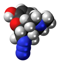 Space-filling model of the azidomorphine molecule