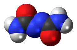 Space-filling model of azodicarbonamide
