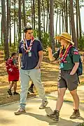 Felipe Paullier on the 16th World Scout Moot in Portugal in discussion with a participant.