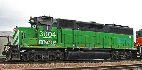 Ex-Burlington Northern GP40M no. 3004 at Lincoln, Nebraska in 2011