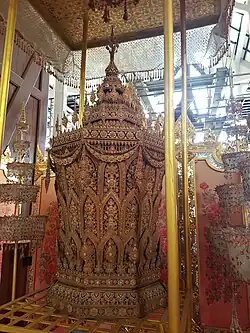 Funeral pyre and urn of Princess Bejaratana Rajasuda at Chariot Hall