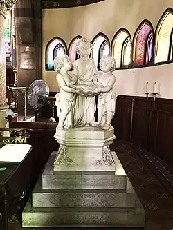 Baptismal font memorial to Colt children