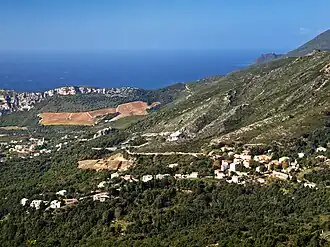 A general view of the village, with Patrimonio at the bottom left