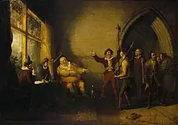 Bardolph and Falstaff putting Wart through the drill, 1827?