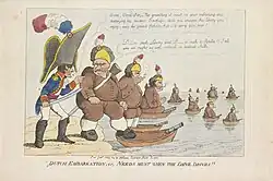 British cartoon mocking the embarkation of the Batavian fleet in 1804.