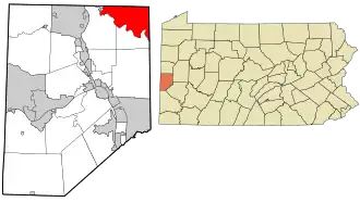 Location in Beaver County and state of Pennsylvania