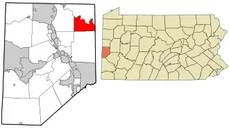 Location in Beaver County and state of Pennsylvania