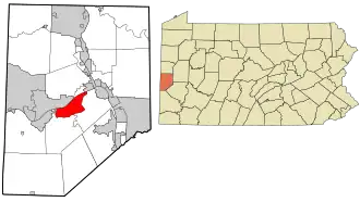 Location in Beaver County and state of Pennsylvania