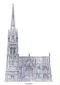 East elevation of the cathedral with spire