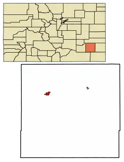 Location within Bent County and Colorado