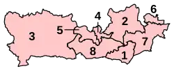 Numbered map of parliamentary constituencies in Berkshire 2010–2024
