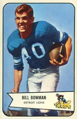 Bill Bowman on a 1954 Bowman football trading card.