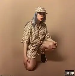 Eilish is seen posing for a photo