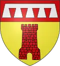Arms of Beaufort, Luxembourg, an example of a truncated label
