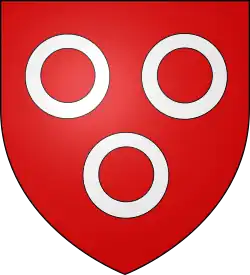 3 annulets—Gules, three annulets in pile argent; De gueules à trois annelets d'argent— Mâcon, France