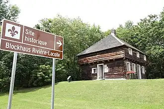 Blockhaus Rivière-Lacolle historic site sign on route 223.
