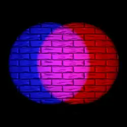 In the RGB color model, used to make colors on computer and television displays, magenta is created by the combination of equal amounts of blue and red light.