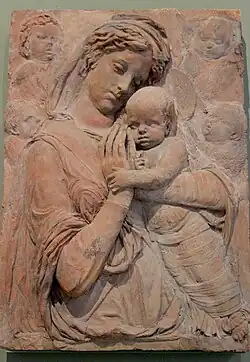 Madonna and Child with Four Cherubs, terracotta, originally with colour
