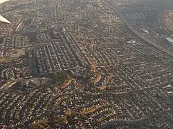2014 aerial photo of the border of Jamacha Neighborhood, in the City of San Diego and Spring Valley