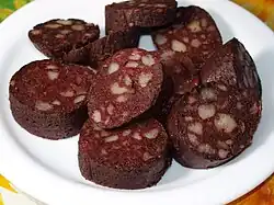 A sliced French boudin noir