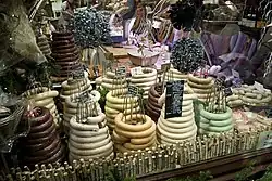 Boudins blancs at a Christmas market in Brussels