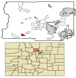 Location of Nederland in Boulder County, Colorado.