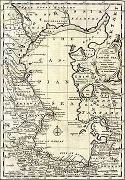 A map of the Caspian Sea in the mid-1700s