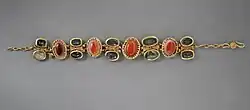 Bracelet; 1st–2nd century AD; gold-mounted crystal and sardonyx; length: 19.69 centimetres (7.75&nbsp;in); Los Angeles County Museum of Art (Los Angeles)
