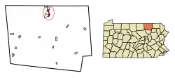 Location of Athens in Bradford County, Pennsylvania