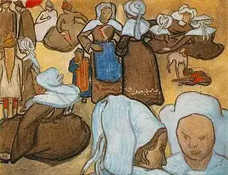 Vincent van Gogh, Breton Women and Children, November&nbsp;1888 (watercolor after Bernard).