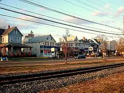 East Broad Street near northern edge of the borough with River Line tracks in foreground