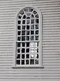Pulpit window in the colonial meeting house in Brooklyn, Connecticut