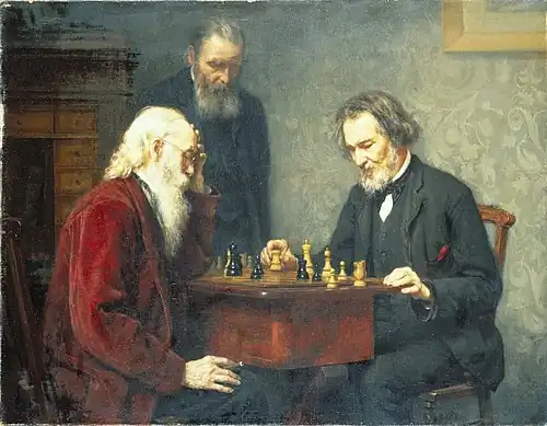 Image 5Richard Creifelds, c. 1886, The Veterans, Brooklyn Museum (from Chess in the arts)