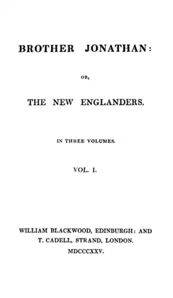 Black text on white paper giving the title, author, and publication information for Brother Jonathan