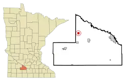 Location of Evan, Minnesota