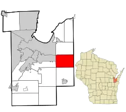 Location in Brown County and the state of Wisconsin