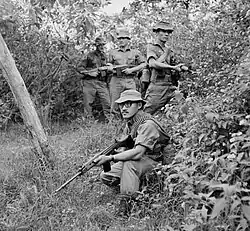 Bruneian Army officers armed with L1A1 SLRs participating in Australian jungle warfare training