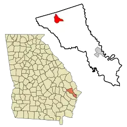 Location in Bryan County and Georgia