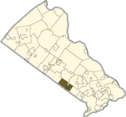 Location of Warminster Township in Bucks County