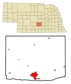 Location of Kearney within Nebraska and Buffalo County