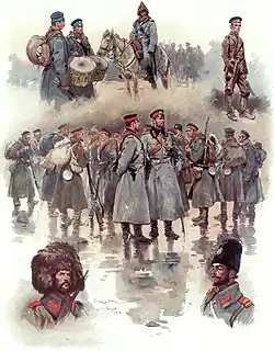 Bulgarian soldiers of the Balkan Wars, painted by Scott for L'Illustration.