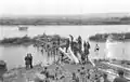 German engineers building a pontoon bridge across the Prut River during the advance towards Uman, 1941