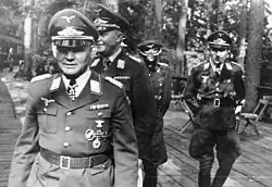 A photo of paratroop commander Kurt Student followed by Hermann-Bernhard Ramcke and Hans Kroh in 1941