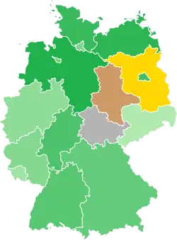 A coloured map of the states of Germany