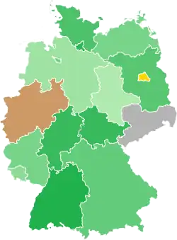 A coloured map of the states of Germany