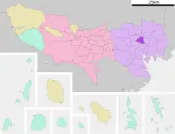 Location of Bunkyō in Tokyo