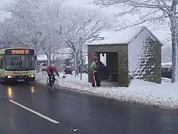 The A6187 in winter at Fox House.